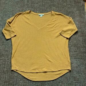 Express Mustard Yellow V-Neck Top